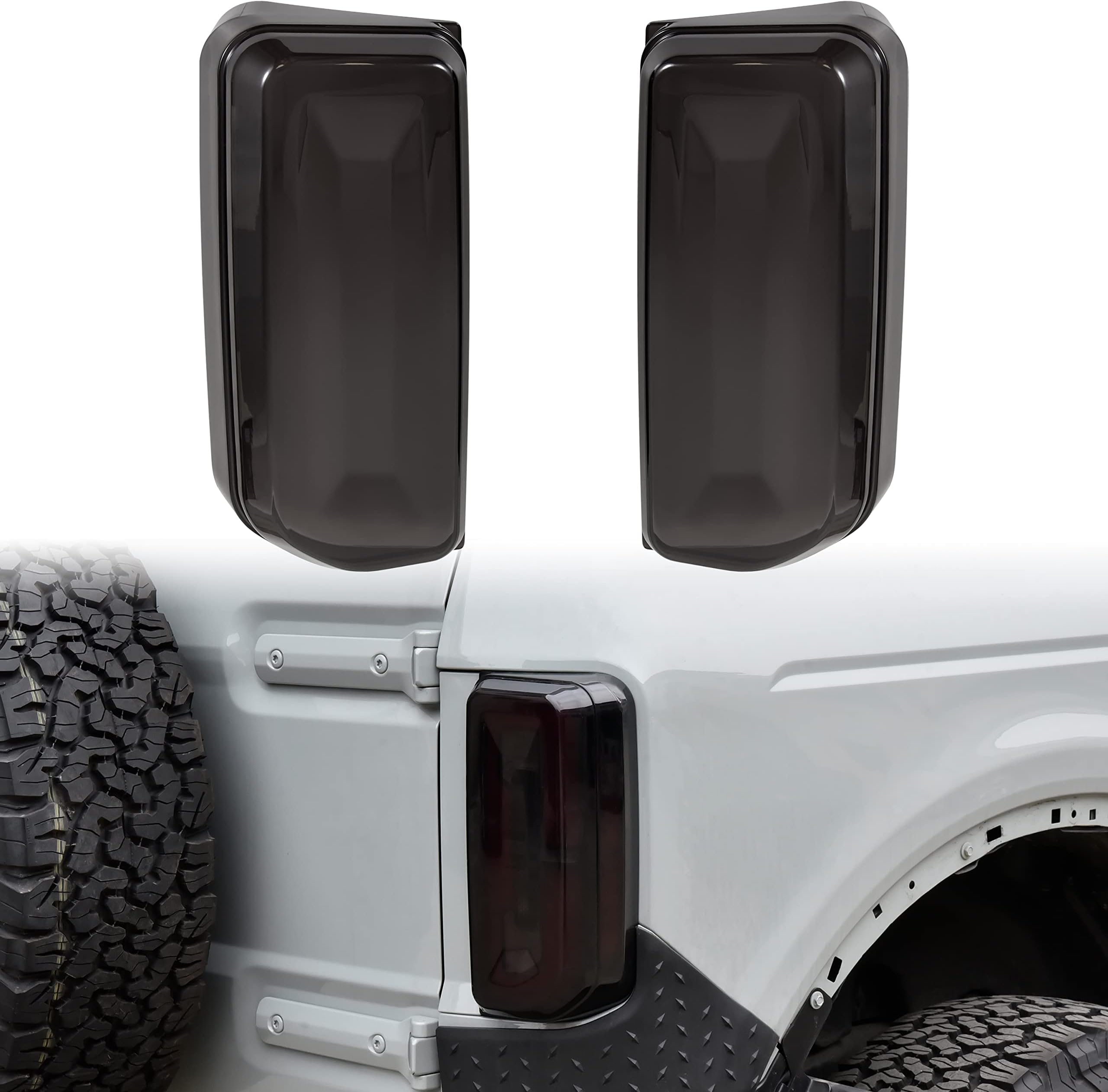 Tail Light Cover for Bronco 21-23, Tail Lamps Covers Taillights Covers Guard Protector Frame for Ford Bronco 2021 2022 2023 2&4 Door Exterior Accessories, Smoked Black - 2PCS