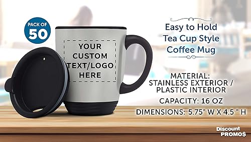 Miniatura 4 de DISCOUNT PROMOS Juego de 10 tazas de viaje de acero inoxidable de 16 onzas, acero inoxidable, doble pared, tapa resistente a derrames, sin BPA,