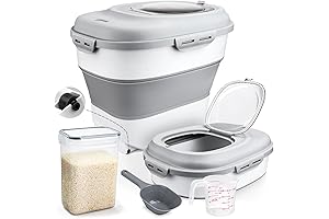 Collapsible Dog Food Storage Bin with Wheels and Scoop