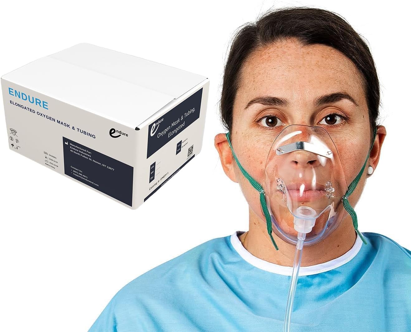 Elongated Transparent Oxygen Mask (Case of 40, Pediatric)