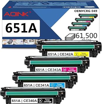 مجموعة خراطيش الحبر 651A 4 عبوات عالية الغلة M775 استبدال HP 651A CE340A CE341A CE342A CE343A حبر لـ HP Laserjet Enterprise 700 Color MFP M775 M75dn M775f M775z M75z + 61،50