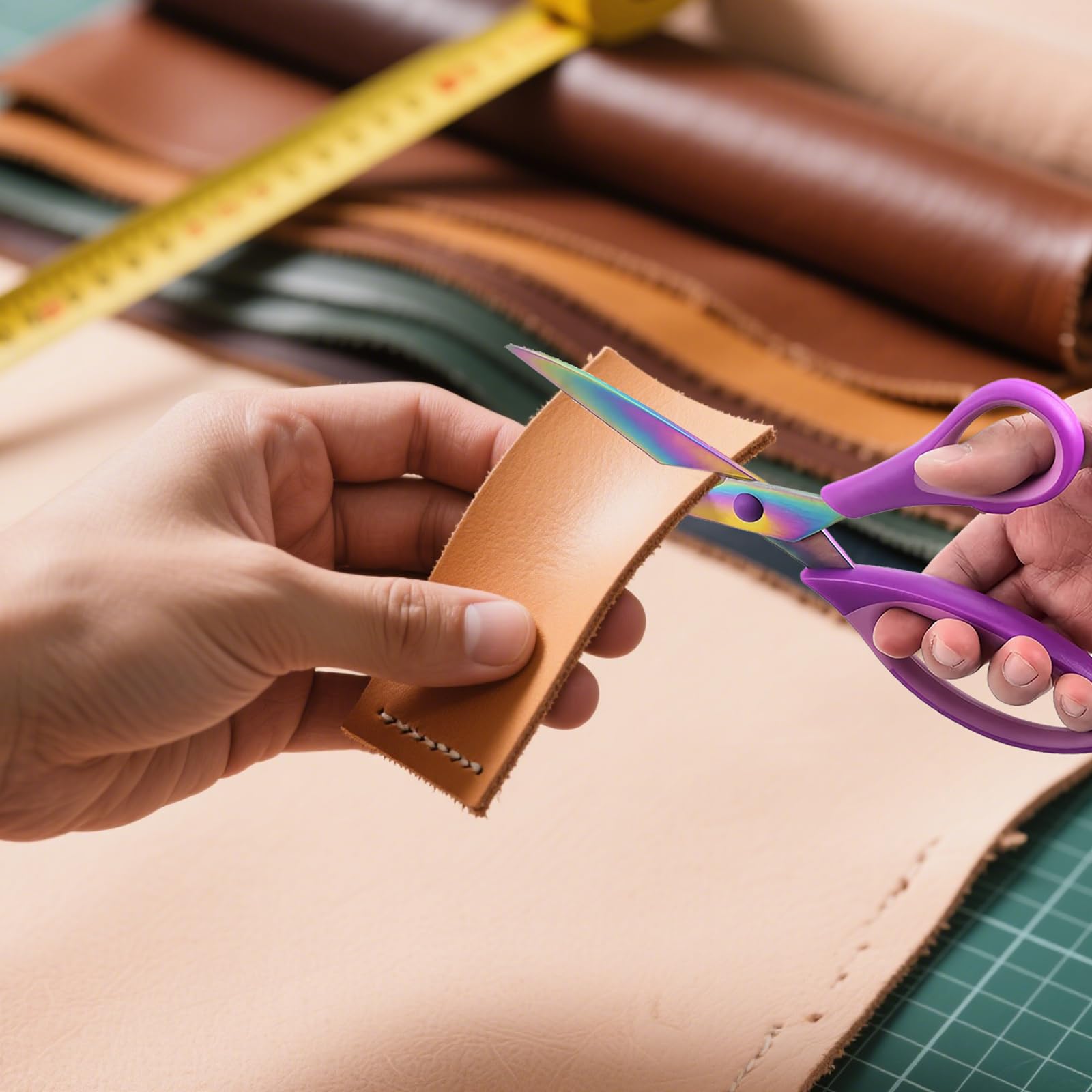 Left Hand Fabric Scissors Used for Cutting Clothes Leather and Raw Materials 24cm Tailor Shears Pink - Image 4