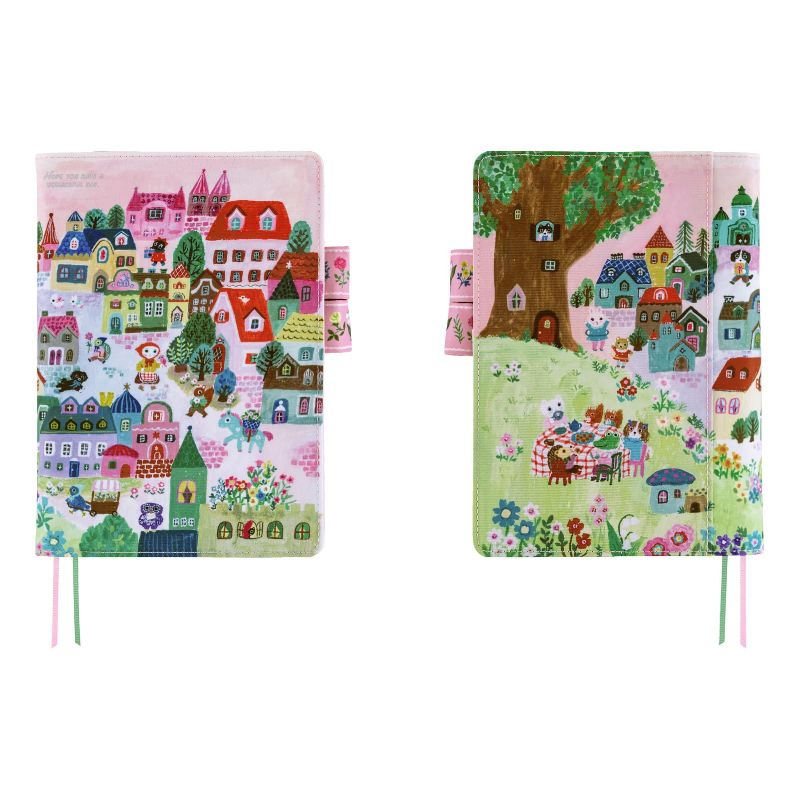 Hobonichi Techo Couverture de planification A5 – Yumi Kitagishi : village de chats blancs (format cousin, couverture uniquement)