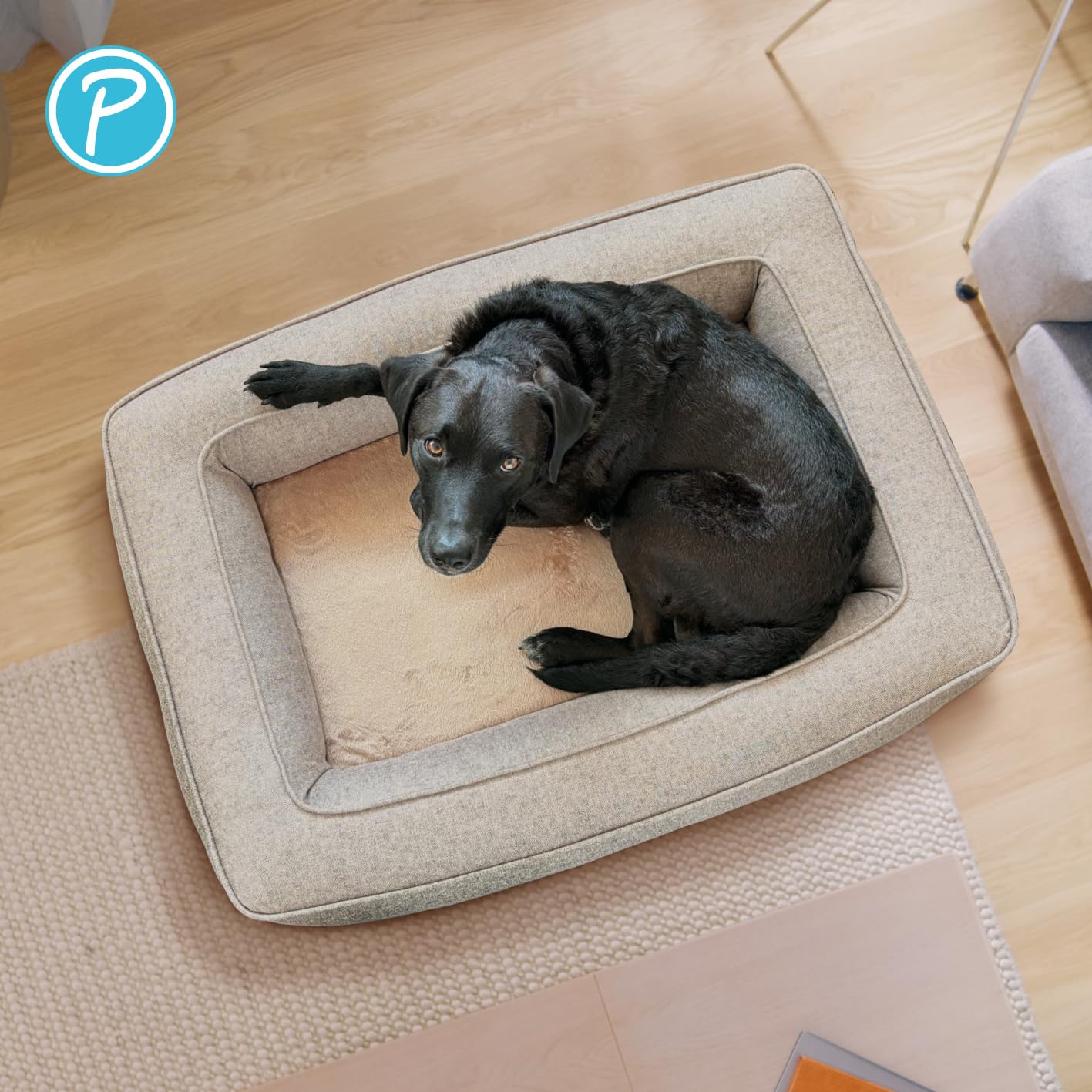 Petlando orthopädisches Hundebett Lima Ortho, ergonomische Liegefläche, waschbar 60°C, rutschfest, XL Tabacco, Hundematte beige, Hundekissen für große Hunde L 120 x B 85 x H 17 cm