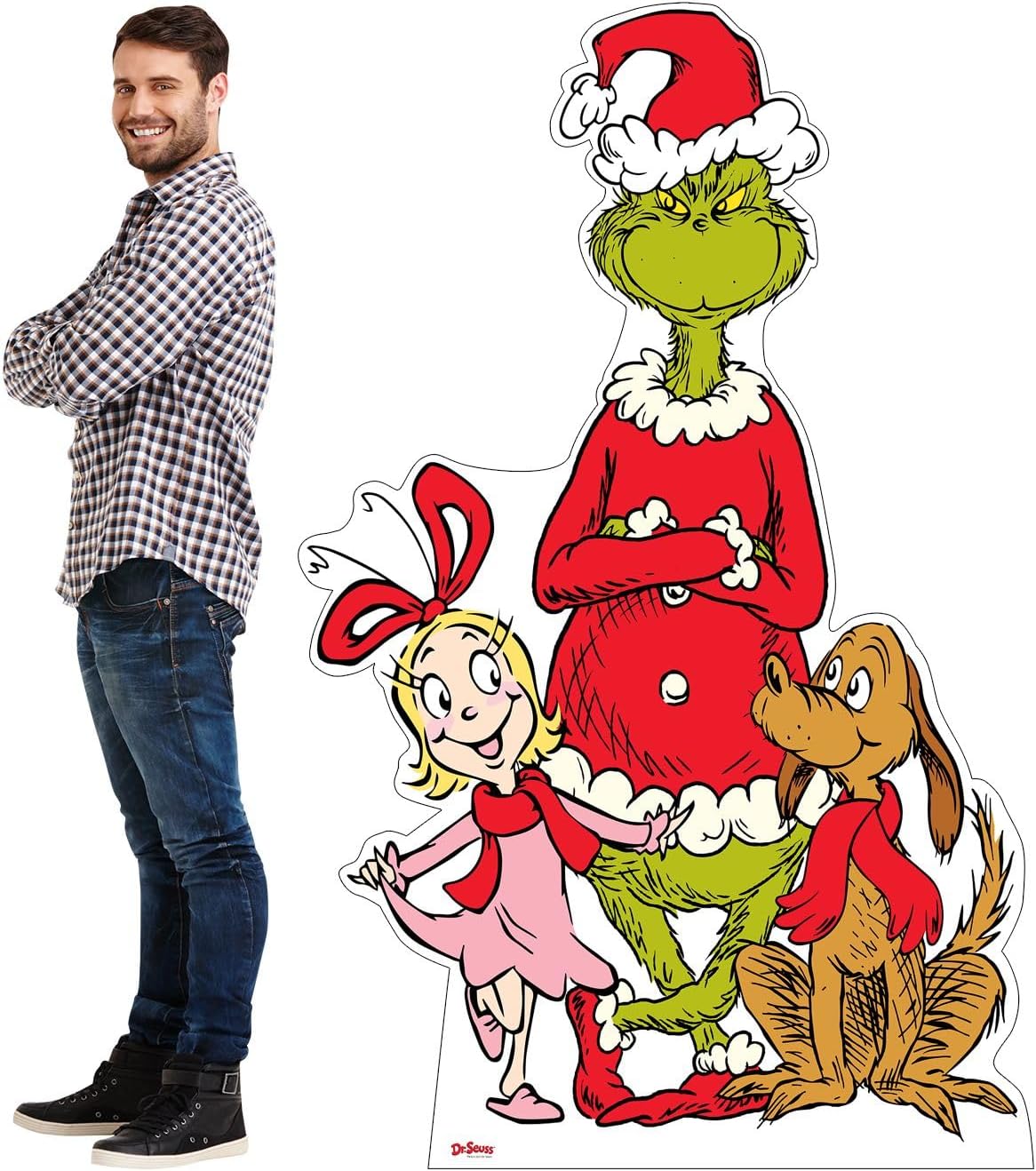 Dr. Seuss The Grinch, Max, Cindy Lou Who Cardboard Standee – Life Size Grinch Characters Cutout Party Decoration for Classrooms, Libraries, and Holiday Parties -Officially Licensed