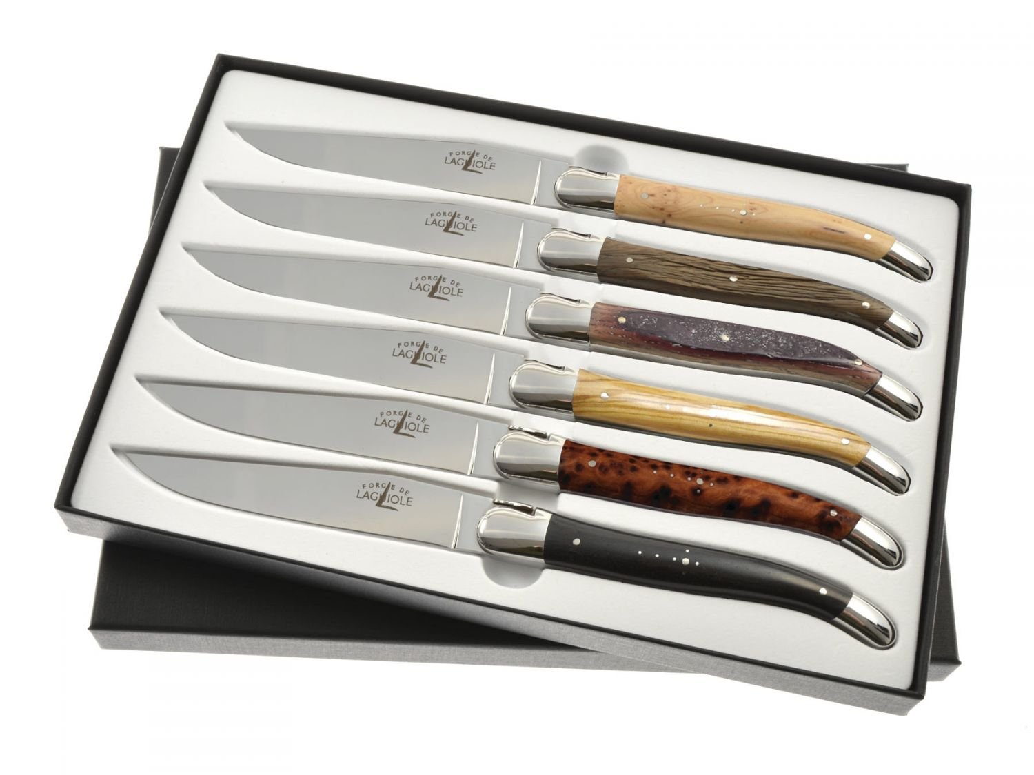 Forge de Laguiole Juego de cuchillo y tenedor con mango de madera noble