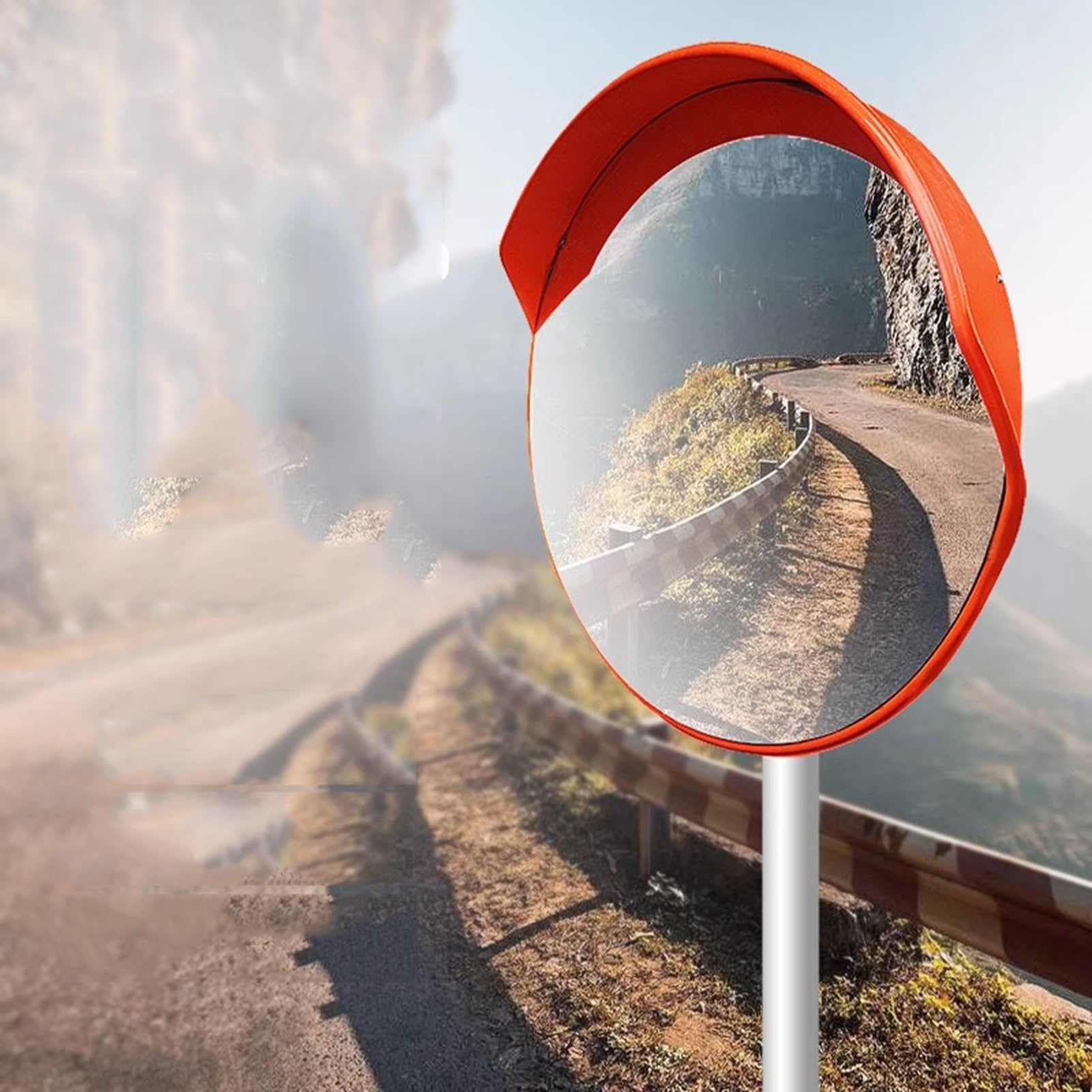Espejo Convexo de Seguridad Vial, Espejo Convexo Curvo, Gran Angular Ajustable a 160°, Distancia de visión de 300 a 1500 cm, para garajes, almacenes y Carreteras, Cobertura de Punt