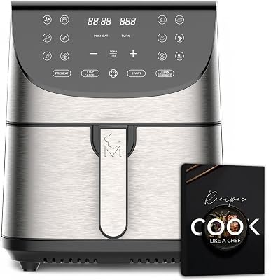 MasterPro ROCKET 700 – Freidora de Aire 1800W 7L – 12 Programas – Pantalla LED Táctil – Temperatura Ajustable – Recetario Online – Fácil Limpieza
