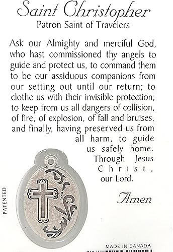 Miniatura 7 de Needzo Tarjetas sagradas de oración a San Cristóbal, patrón de San Juan de los Viajeros, tarjeta de santos laminados coleccionables con colgante de