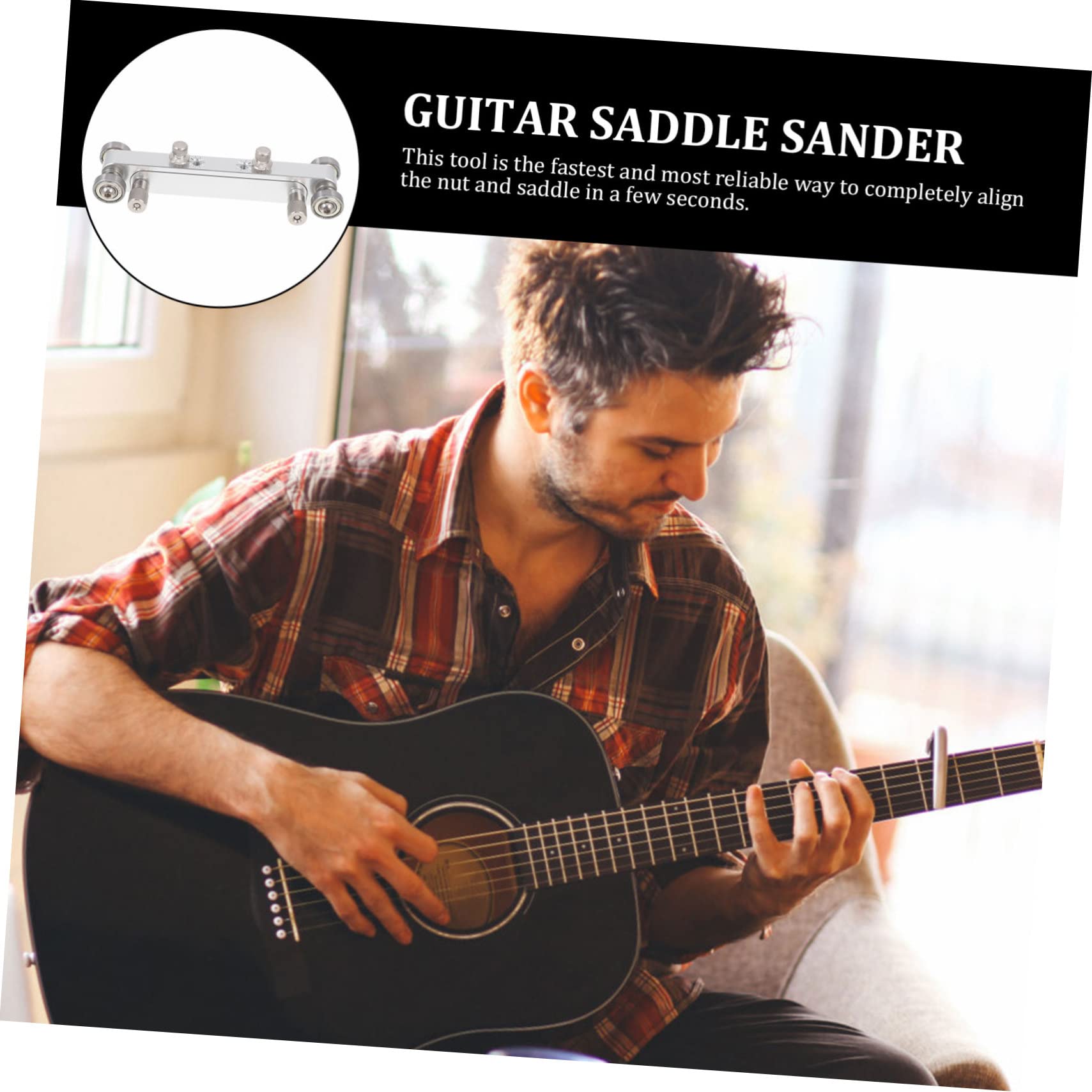 Herramienta de Reparación de Guitarra Lijadora Ajustable Plata | Aleación de Aluminio, para Cejuelas y Sillines de Hueso, Altura Regulable, Útil