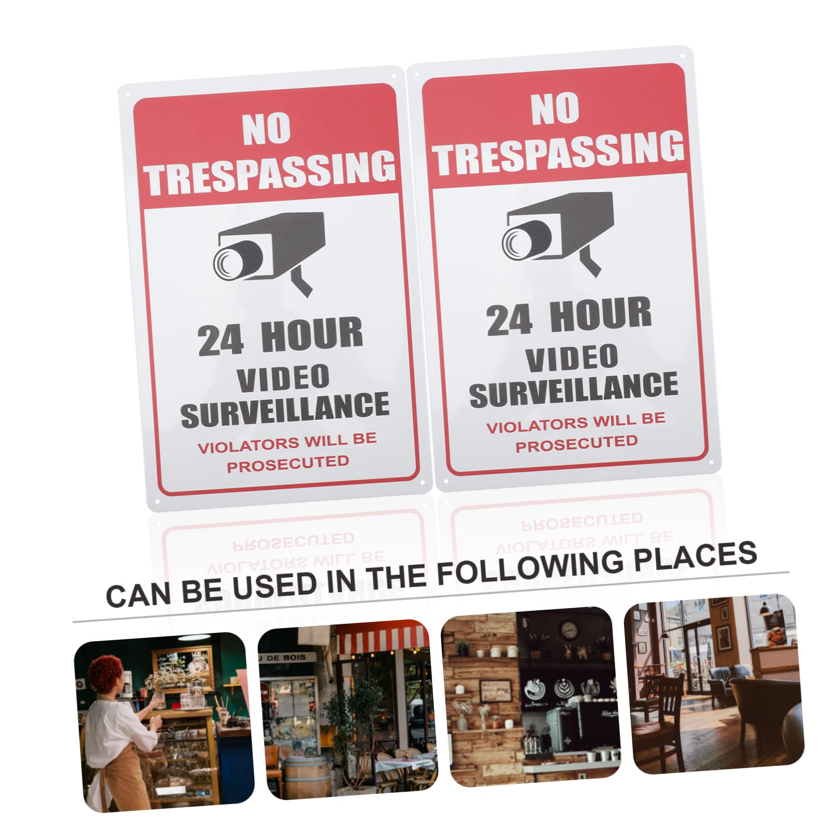 PRETYZOOM 10 Piezas Cartel Metálico de Videovigilancia Señal de Seguridad Clara y Resistente Placa de Advertencia para Tienda Exterior Interior Resistente la Oxidación y Fácil de Instalar