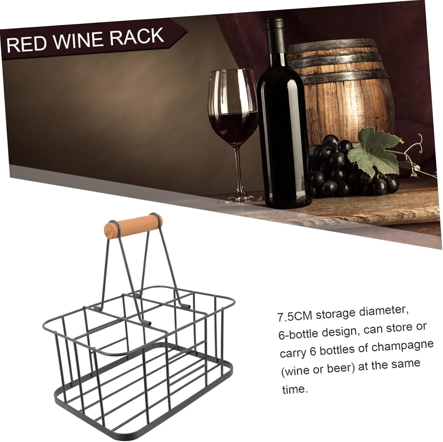PRETYZOOM 1pc Iron Wine Rack Holder Stylish Wine Display Stand for Home Kitchen and Bar Decorative Storage for Bottles Seasoning and More Design Solid Handle