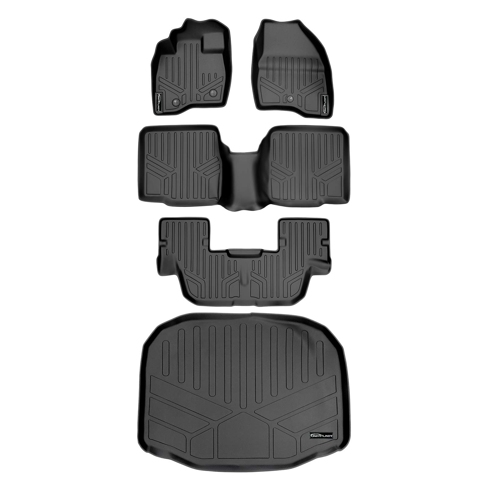 Photo 1 of MAXLINER Floor Mats 3 Rows and Cargo Liner Behind 3rd Row Set Black for 2011-2014 Ford Explorer W/O 2nd Row Center Console