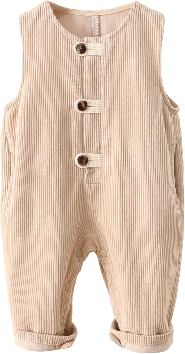 SEAUR Kids Corduroy Overalls Baby Boy Girl Cotton Romper Pants Fashion Jumpsuit with Pockets 6M-3T