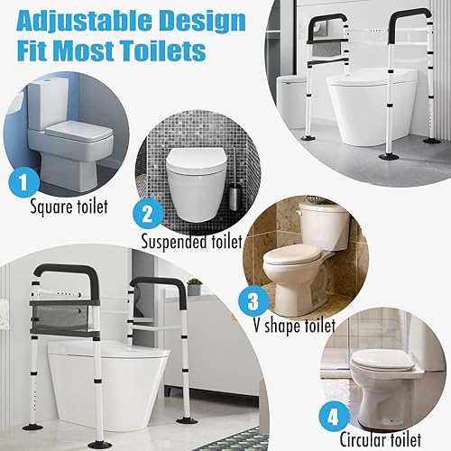 Miniatura 4 de Bastidores de seguridad para inodoro, marcos de riel de soporte, asas de ayuda, barras de apoyo, elevadores de asistencia para elevadores de