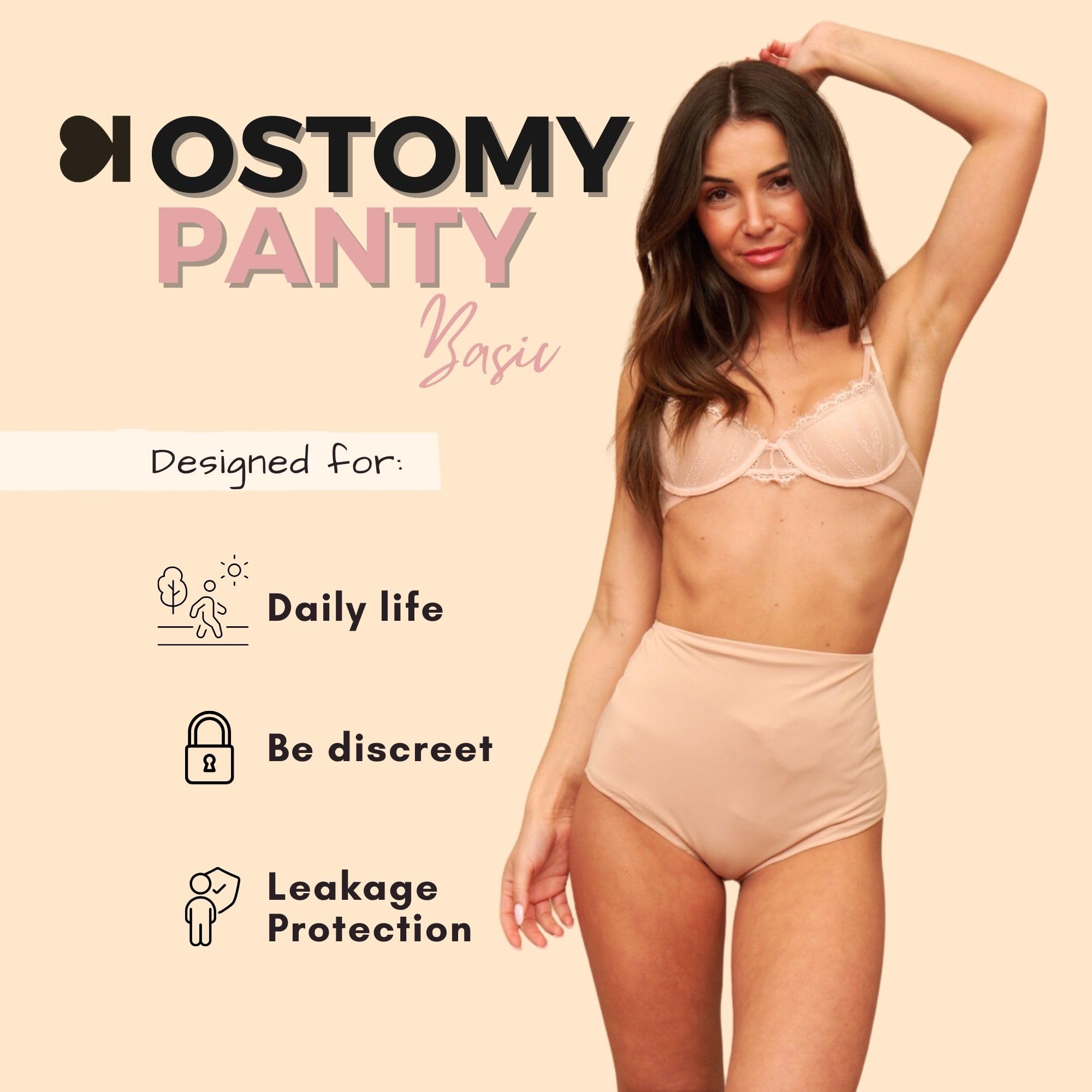 SIIL Ostomy Underwear for Women Beige for Colostomy Supplies & Ileostomy Supplies, Ostomy Bag Covers for Women Made in Europe (Large)