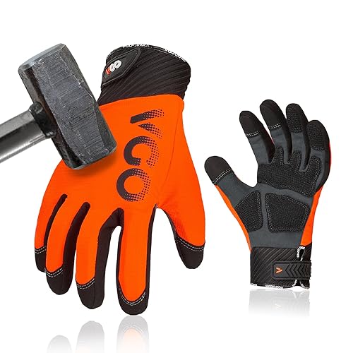 Miniatura 1 de Vgo... Guantes de trabajo de seguridad, guantes de impacto, guantes antivibración, guantes de excavación aceitados y de gas, resistentes (SL9793IP)