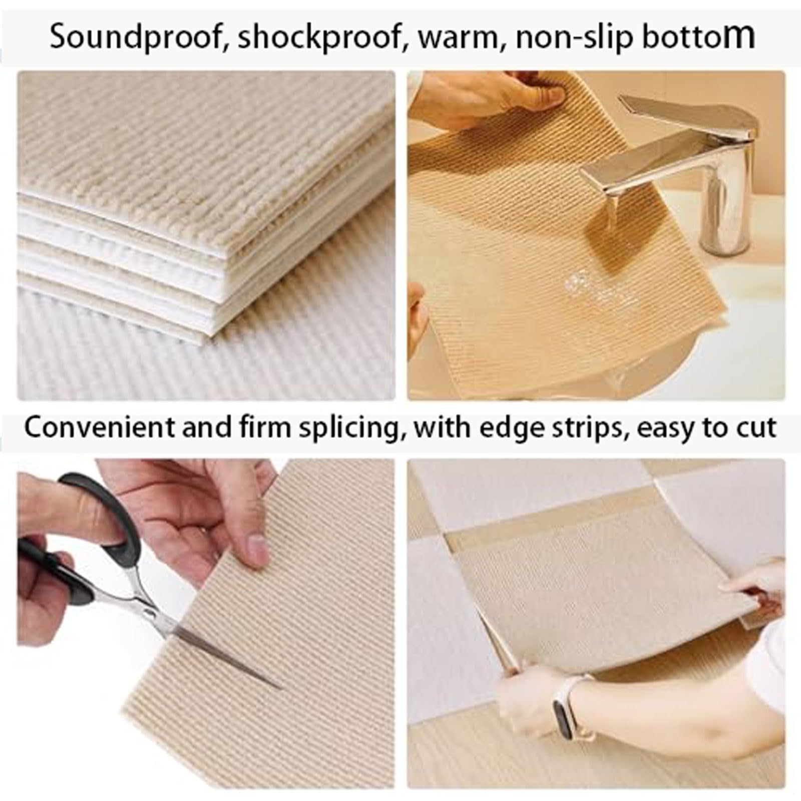 Teppichfliesen,teppichboden Selbstklebend,Abziehen Aufkleben,EinfachZuschneidbar,waschbarer,Weicher,Rutschfest,für Wohnzimmer Schlafzimmer Teppich Bodenbelag Flur Treppen,4 Teppichfliesen,30*30cm