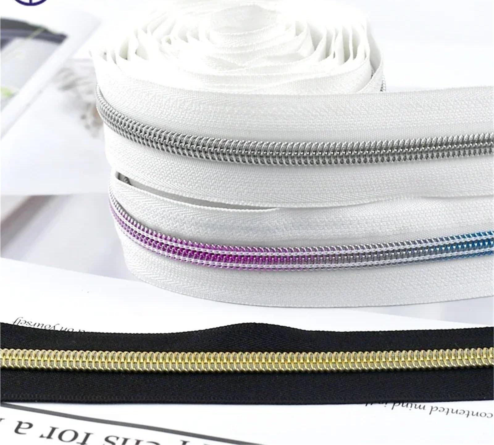 Cerniere Lampo 2pc 2-10M 3# 5 Cerniere in nylon Nastro in borsa Zaino Cursore Cerniera Cappotto Giacca Zip Tira Kit di riparazione Accessori for cucire fai da te(Pink,10Meters,No5)