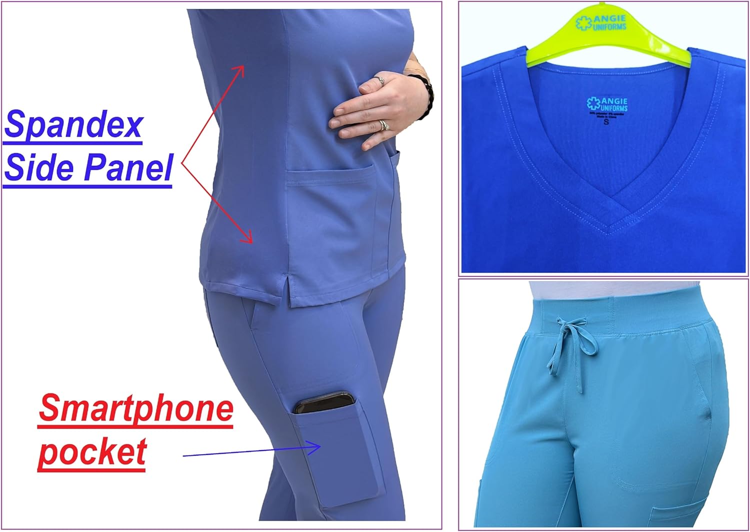 ANGIE UNIFORMS YOGAFLEX - TALL & PETITE. Soft & Stretchy Scrub Set for Women. 2-Pocket Top and 5 Pocket Pants. Modern Fit. - Image 5