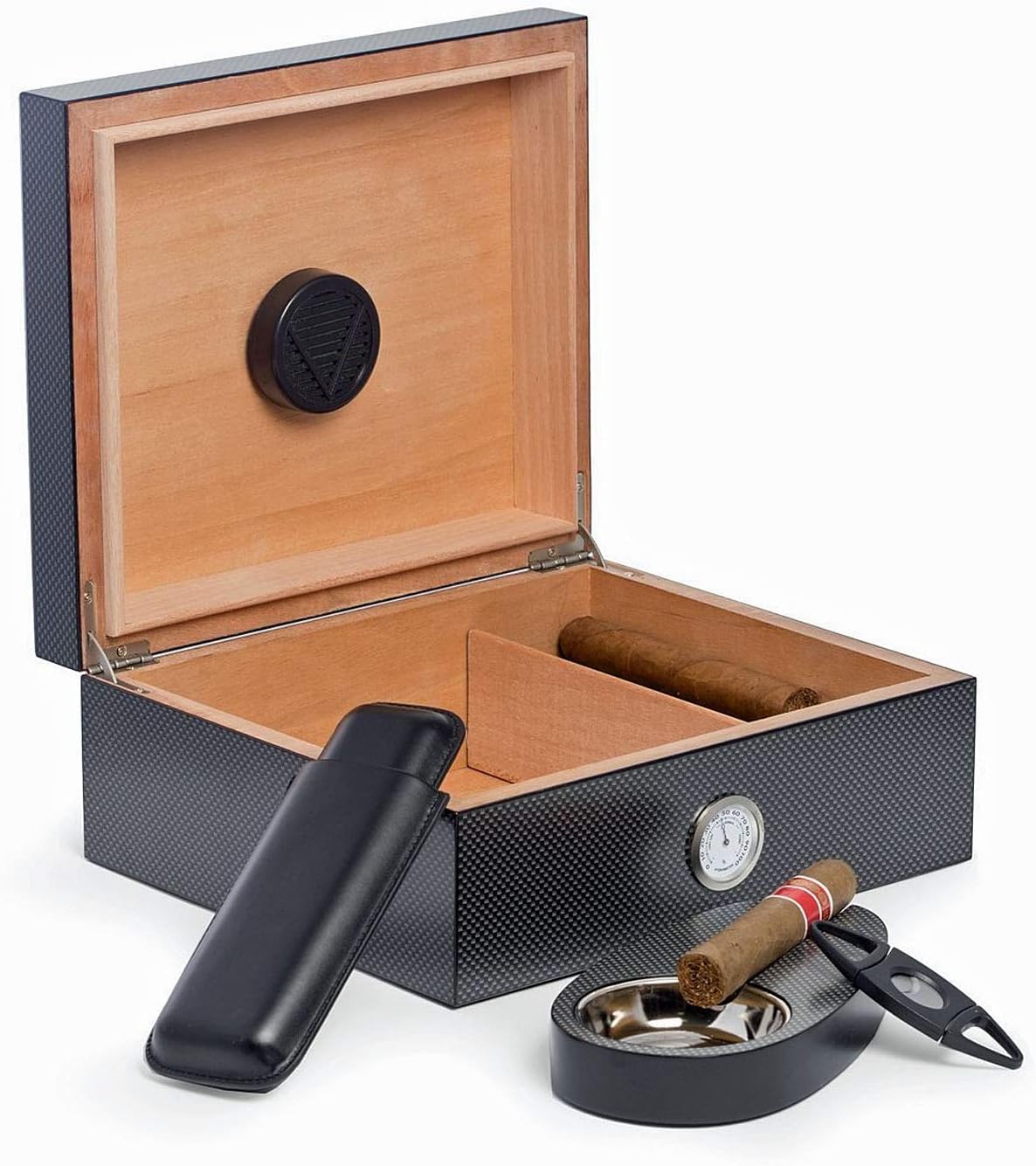 Cigar HUMIDORS "Medellin" 50 Cigar HUMIDOR Set with HUMISTAT and