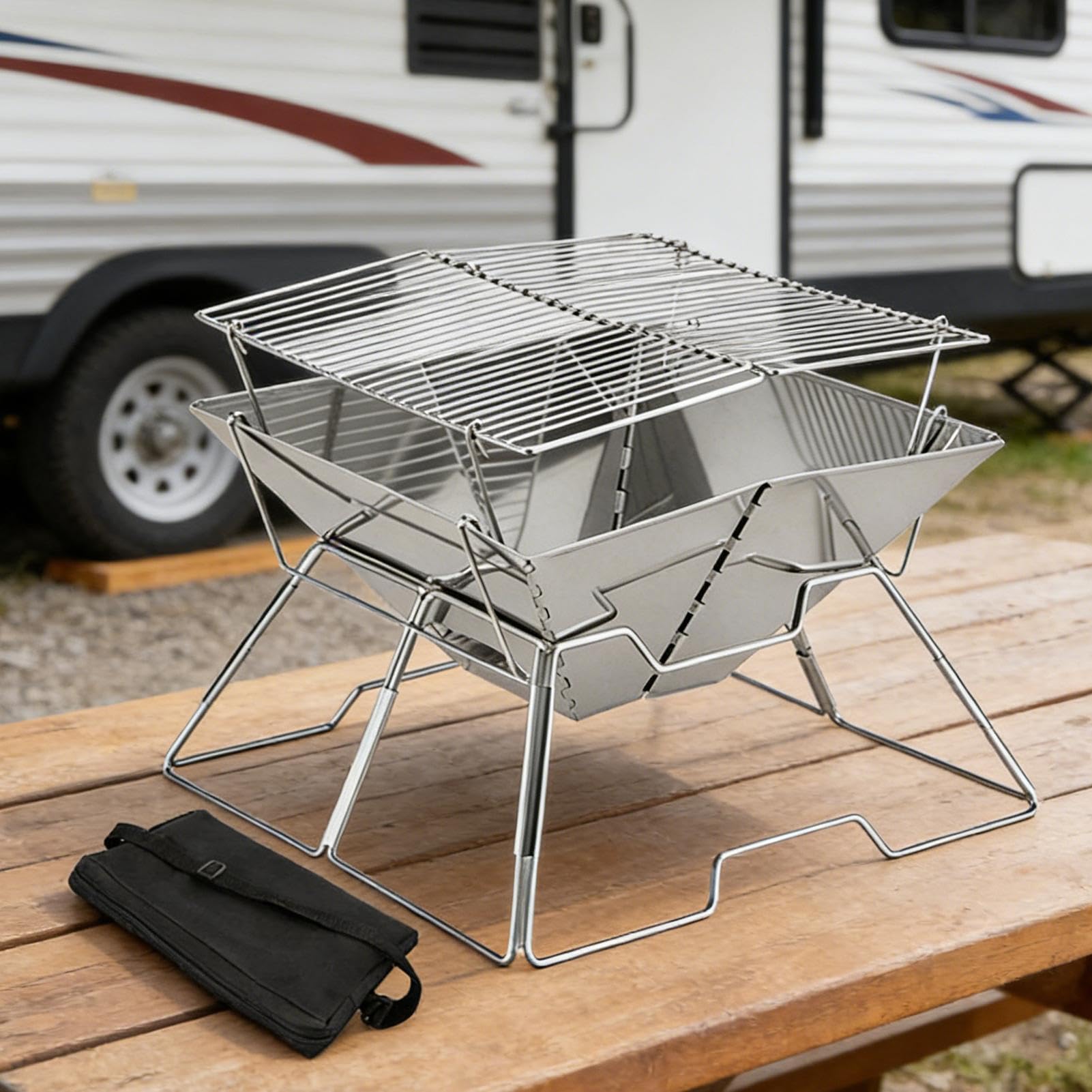 Estufa de Camping Portátil Equipo para Preparar Comidas con Altura | Estufa de Leña para Acampar para Familia, Amigos, Parejas, Novio, Mochileros, Jardín, Picnic