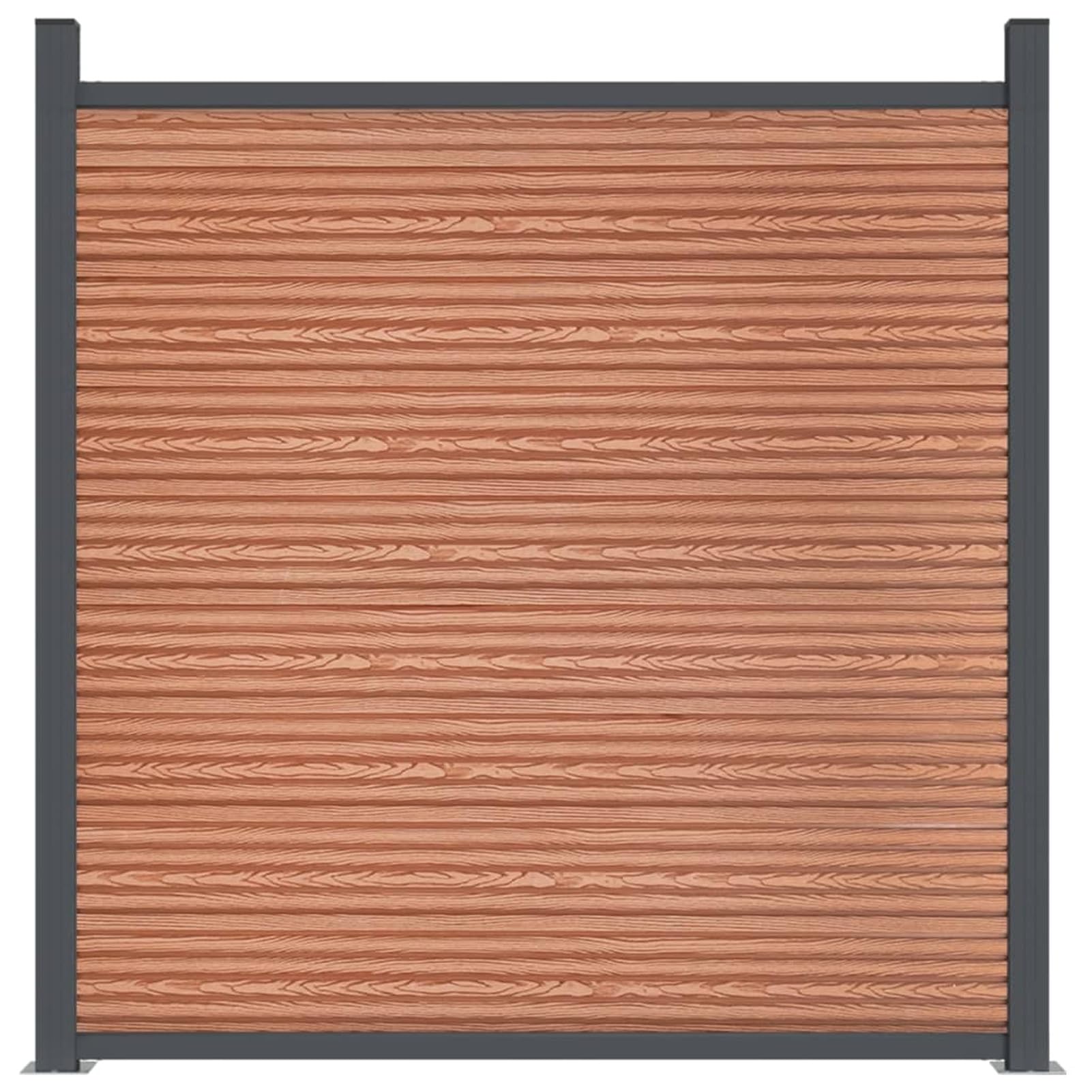 Panel de valla con 2 postes marrón 180 x 186 cm WPC, juego de paneles de valla de jardín, material WPC robusto y duradero, sistema modular con opciones de montaje flexibles, componentes de