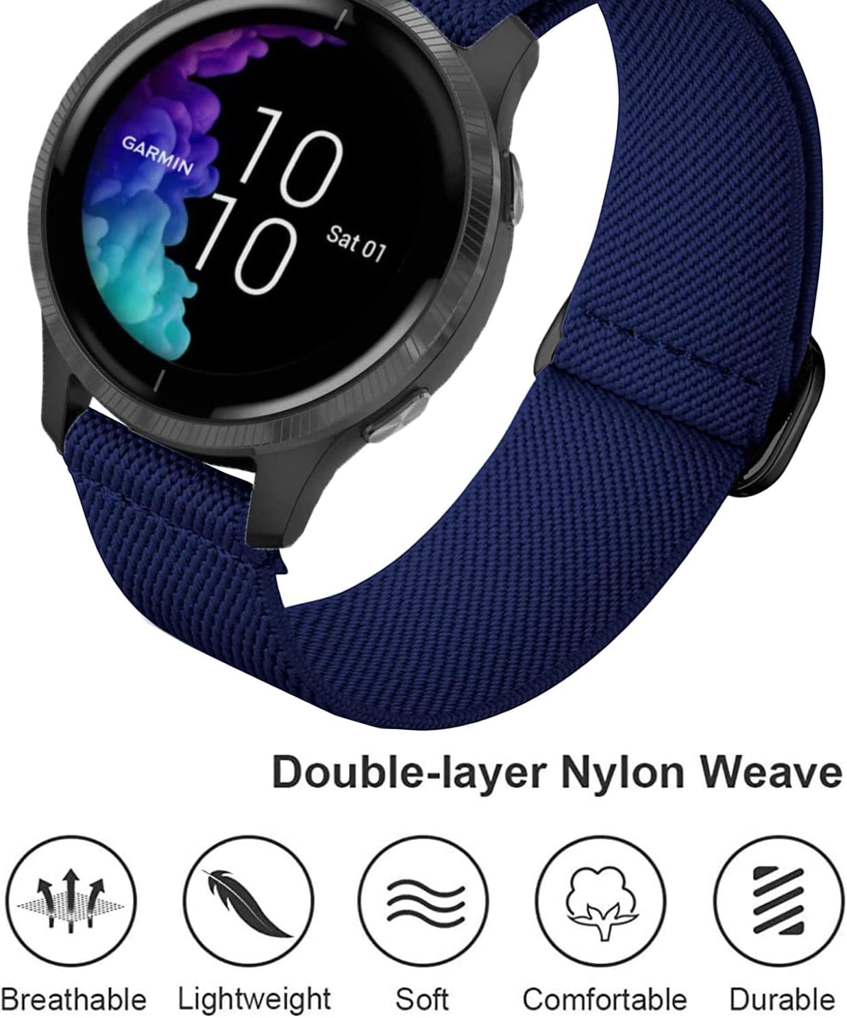 GARTOO Elastic Bands for Garmin Venu/Sq/Sq 2/Forerunner 165/55/645/245 Music & Vivoactive 5 - 20mm Nylon Sport Wristbands for Garmin Vivomove HR/Sport, Vivoactive 3 Men Women