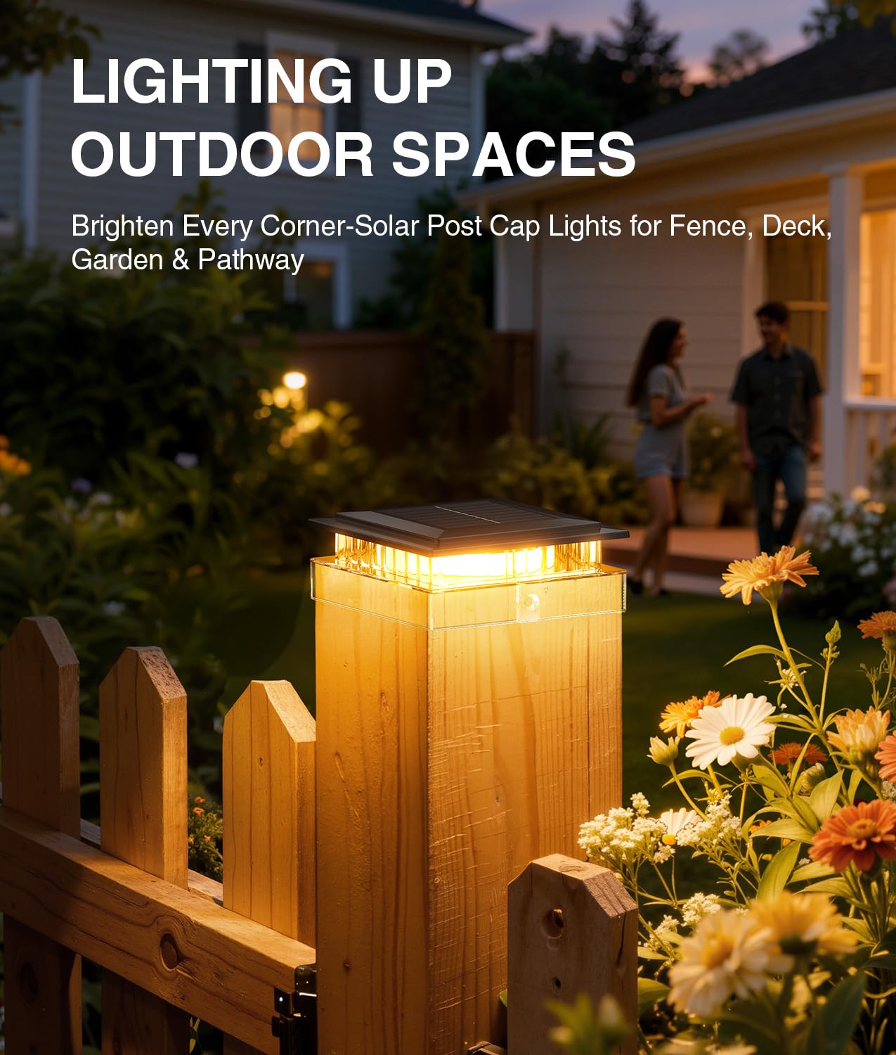 ENSLI 12 Pack 4x4 Solar Post Cap Lights Outdoor, Fence Post Solar Lights with Warm Light Mode, Waterproof Fence Deck Post Lights Solar Powered Fits 4x4 3.5x3.5 Vinyl Wooden Posts for Patio Porch — view 7
