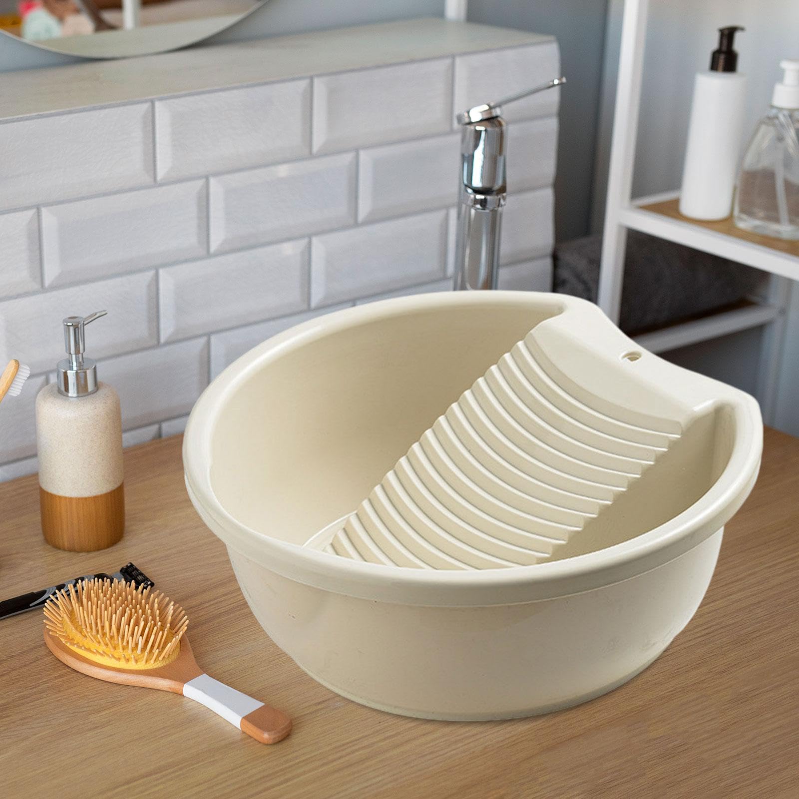 Gralara Lavabo Lavabo Lavabo Lavabo Lavadero Lavadero Lavadero para Pantalones Ropa Interior al Aire Libre Blusas, Beis Blanco