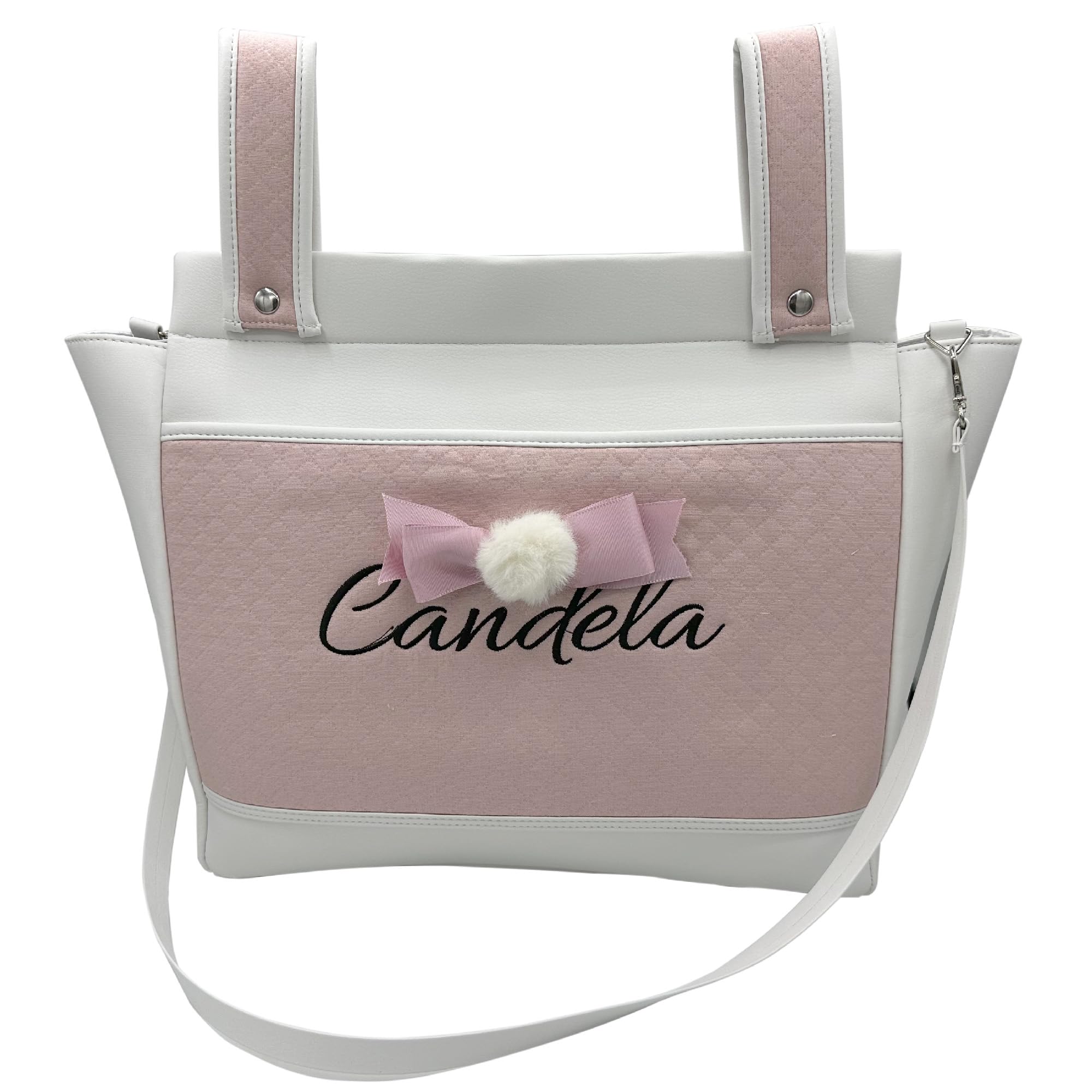 various - Bolso Carro Bebe Polipiel Pañalera Organizador Personalizado con Nombre Bordado Bolsa Maternidad Bolso Hospital Bebé con asa larga para colgar