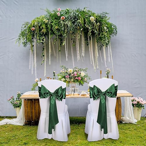 Miniatura 4 de Paquete de 5 caminos de mesa color verde bosque de 12 x 108 pulgadas de largo, de seda satinada, color verde bosque, para fiesta de Año Nuevo, día