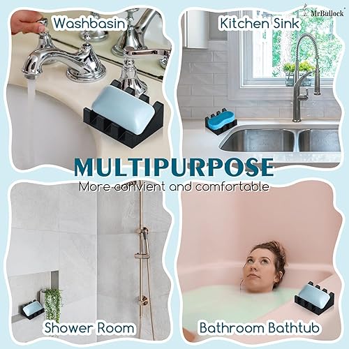 Miniatura 6 de Jabonera de silicona para barra de jabón para ducha, baño, bandeja de secado de cascada autodrenante, mantiene las barras de jabón limpias en seco