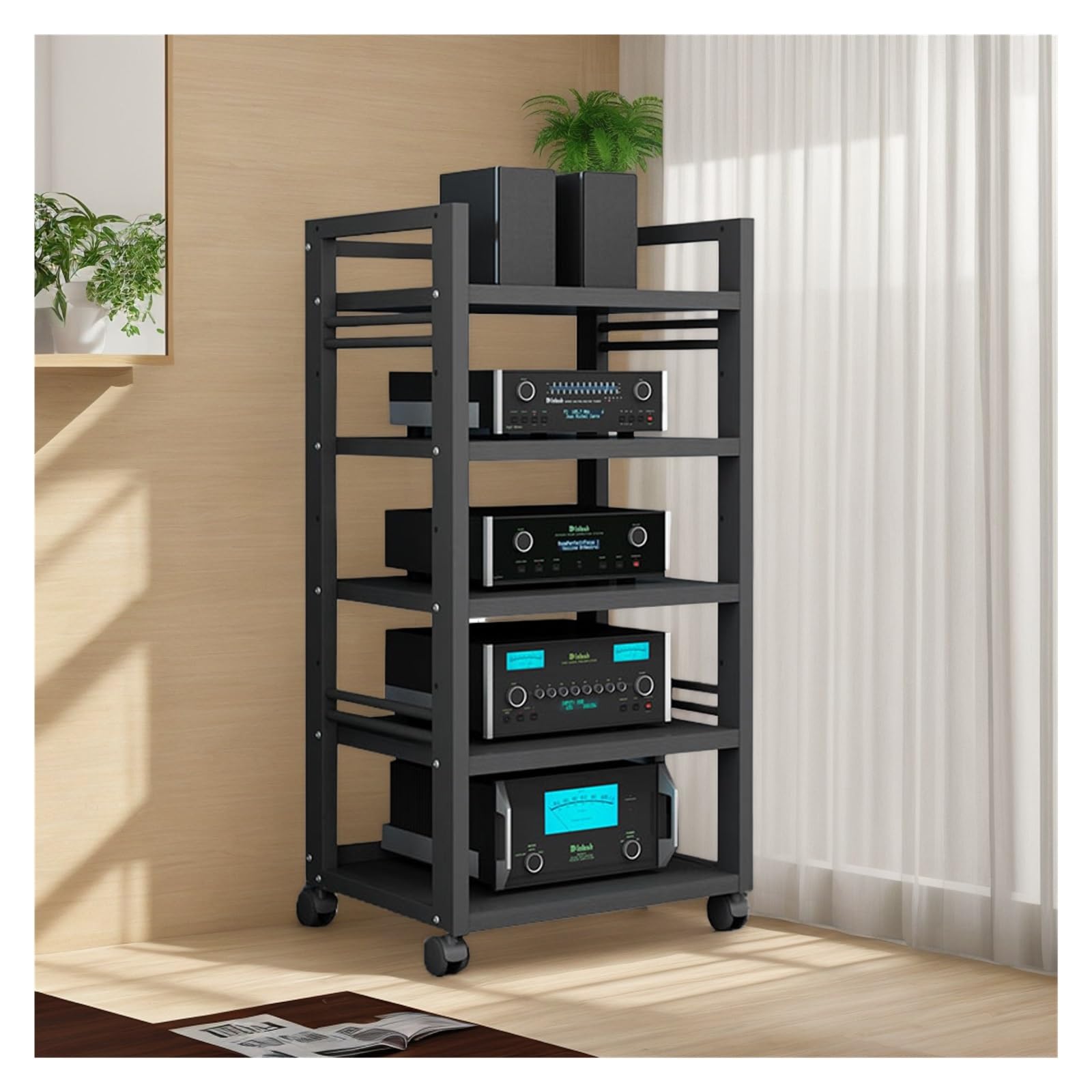 mobile stereo hi fi rack hifi Supporto Multimediale AV Rack For Componenti Audio, Home Theater Angolo Ufficio Armadietto For Giradischi Stereo In Legno Con Ripiani Aperti For Soggiorno, Unità Di Archi