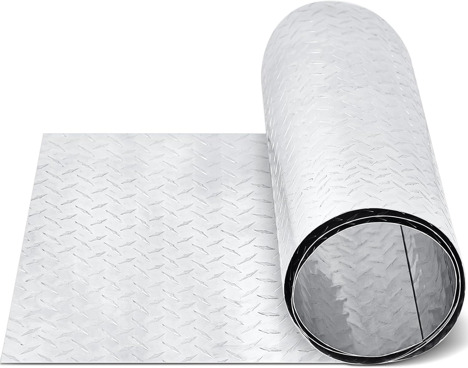 Diamond Plate Sheet Metal Heavy Duty Tread Aluminum Sheet Diamond Tread Plate for Wall Covering, Cargo Trailer, RV and More(24 x 96 Inch,Silver)