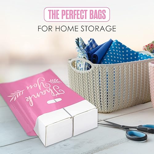 Miniatura 7 de Houseables Bolsas de mercancía Thank You, bolsa de compras al por menor, 16 x 18 pulgadas, 100 unidades, 1.75 mil de grosor, rosa, blanco, asas