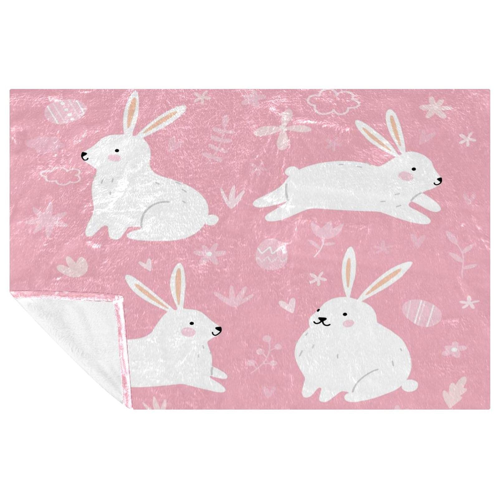 Couverture douce lapins blancs pour vos pique-niques et soirées sur le canapé