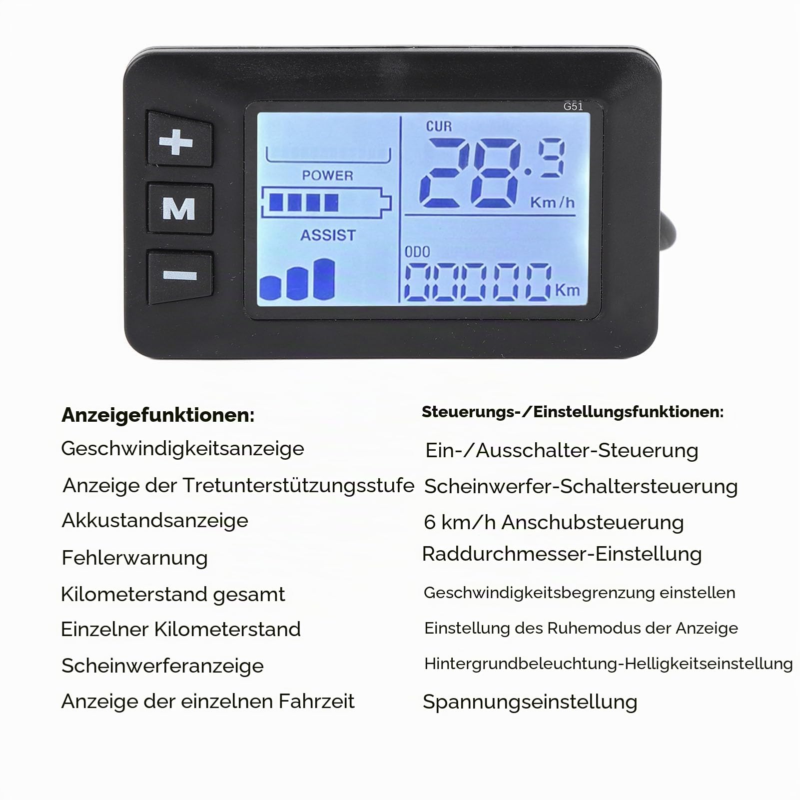 LCD-Anzeigefeld f¨¹r Elektrofahrr?der & Elektroroller - Tachometer mit 5-poligem Anschluss f¨¹r Fahrrad Roller Zubeh?r