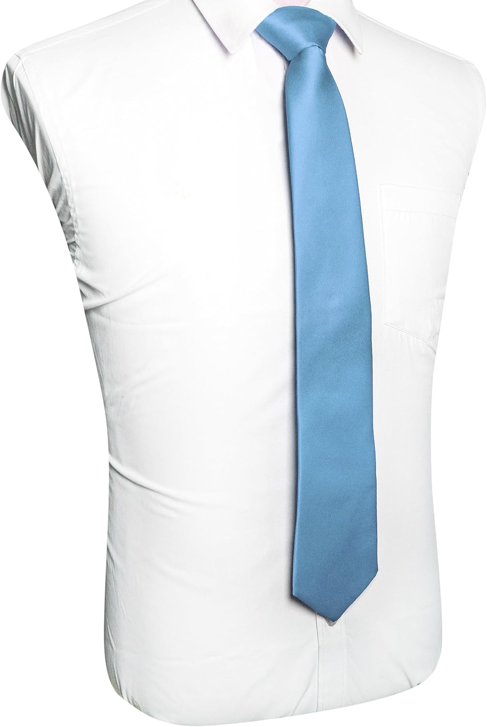 RBOCOTT Solid Color Tie Mens Necktie for Business and Wedding Party Baby Blue - 3