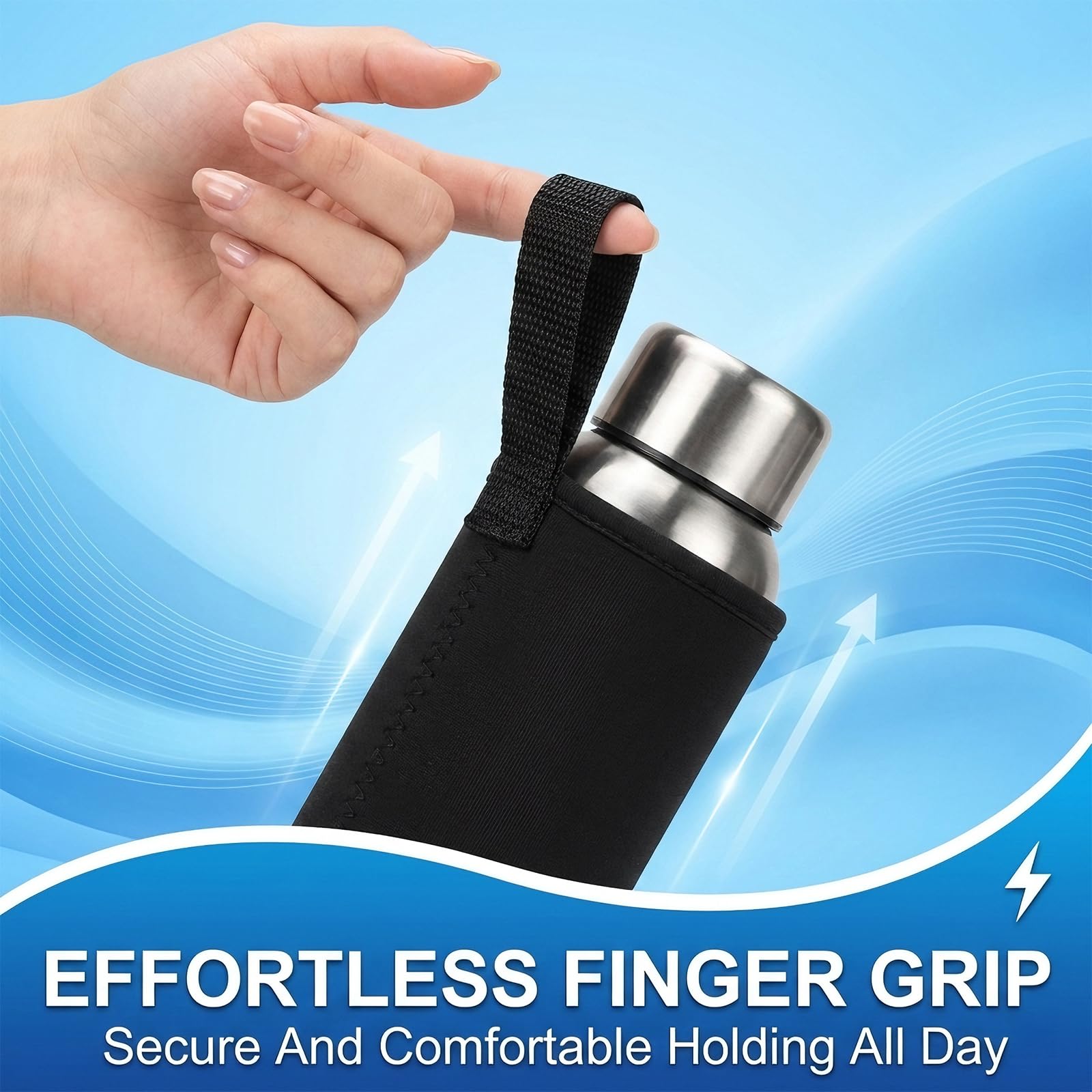2 Pezzi Copribottiglia Isolante in Neoprene, Portabottiglie Termico per Mantenere la Temperatura, Adatto a Bottiglie da 550 ml per Escursioni, Palestra e Ufficio (Nero + Grigio)