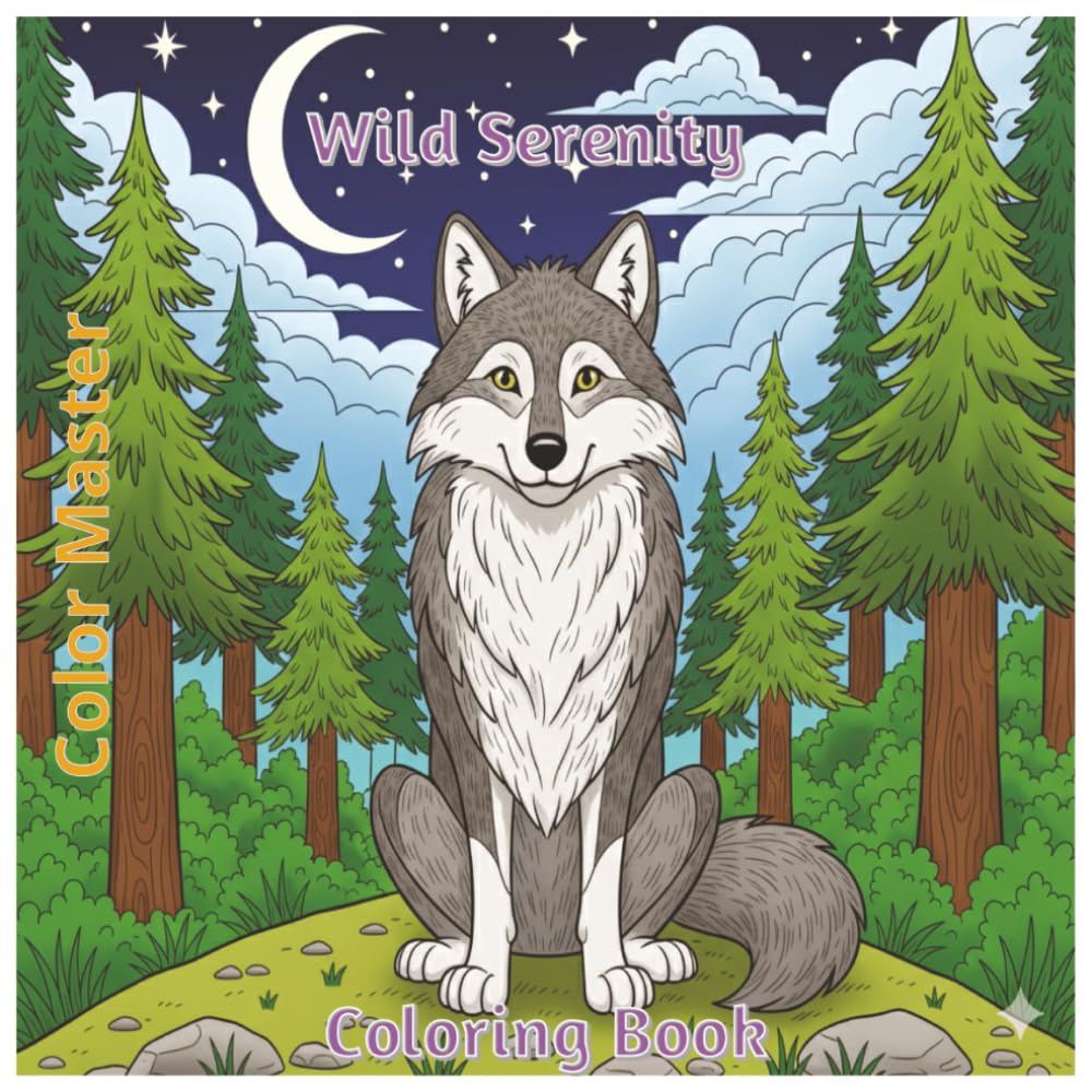 Color Master - Wild Serenity Adult Coloring Book - Animals Stress Relief, Wildlife Coloring, Cute Animals, Beginner to Expert Coloring Book, Fun Coloring