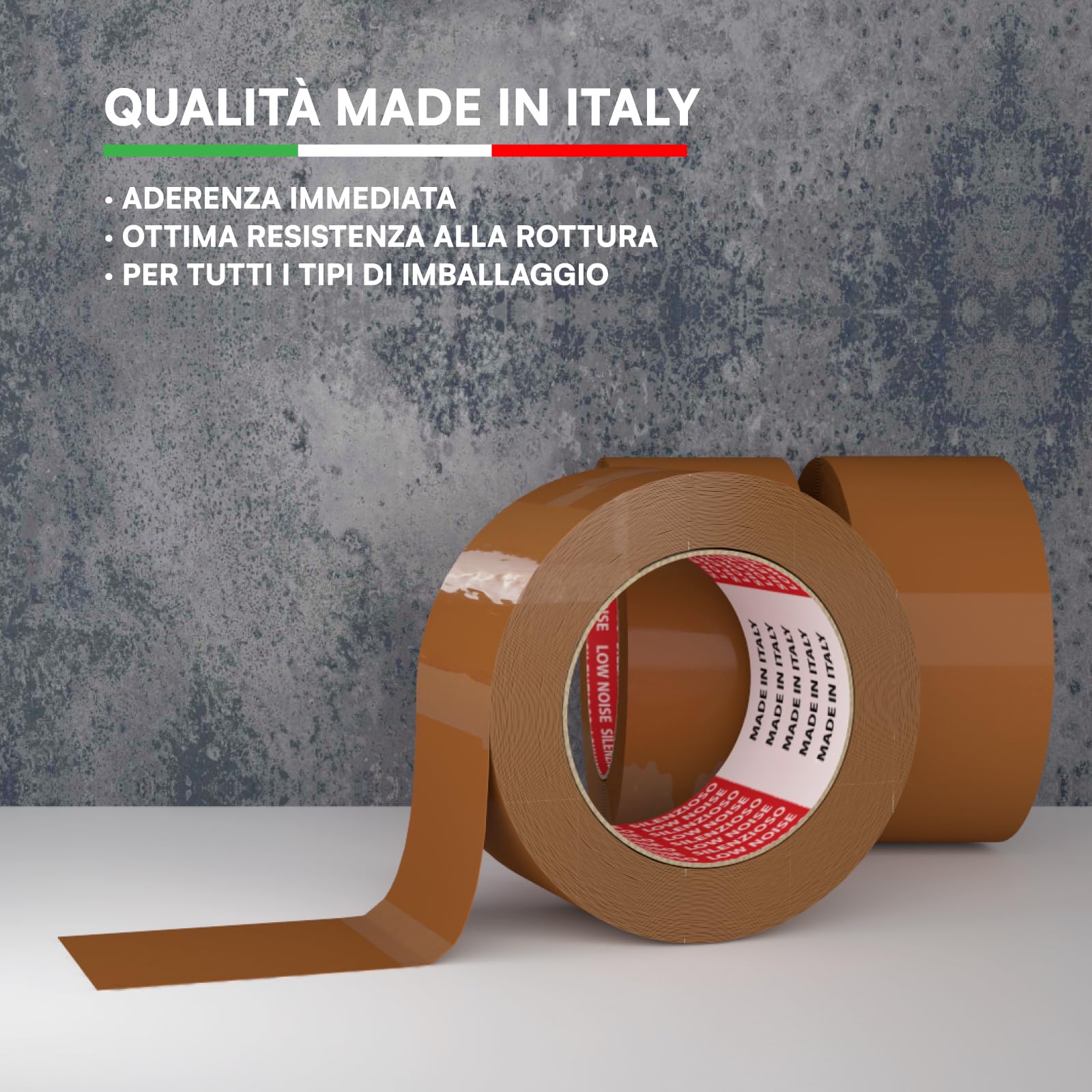 DNK TRADE Nastro Adesivo da Imballaggio Pacchi - 6 Rotoli di Nastro per Imballaggi 50mm x 66m Silenzioso Resistente all'Acqua - Colore Avana