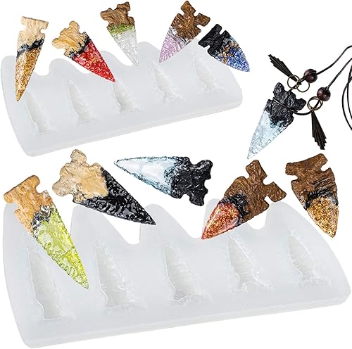 Moldes de silicona de resina de punta de flecha para hacer joyas, collares, dijes, aretes, 10 cavidades, altura de 1-1.8 pulgadas, pequeño