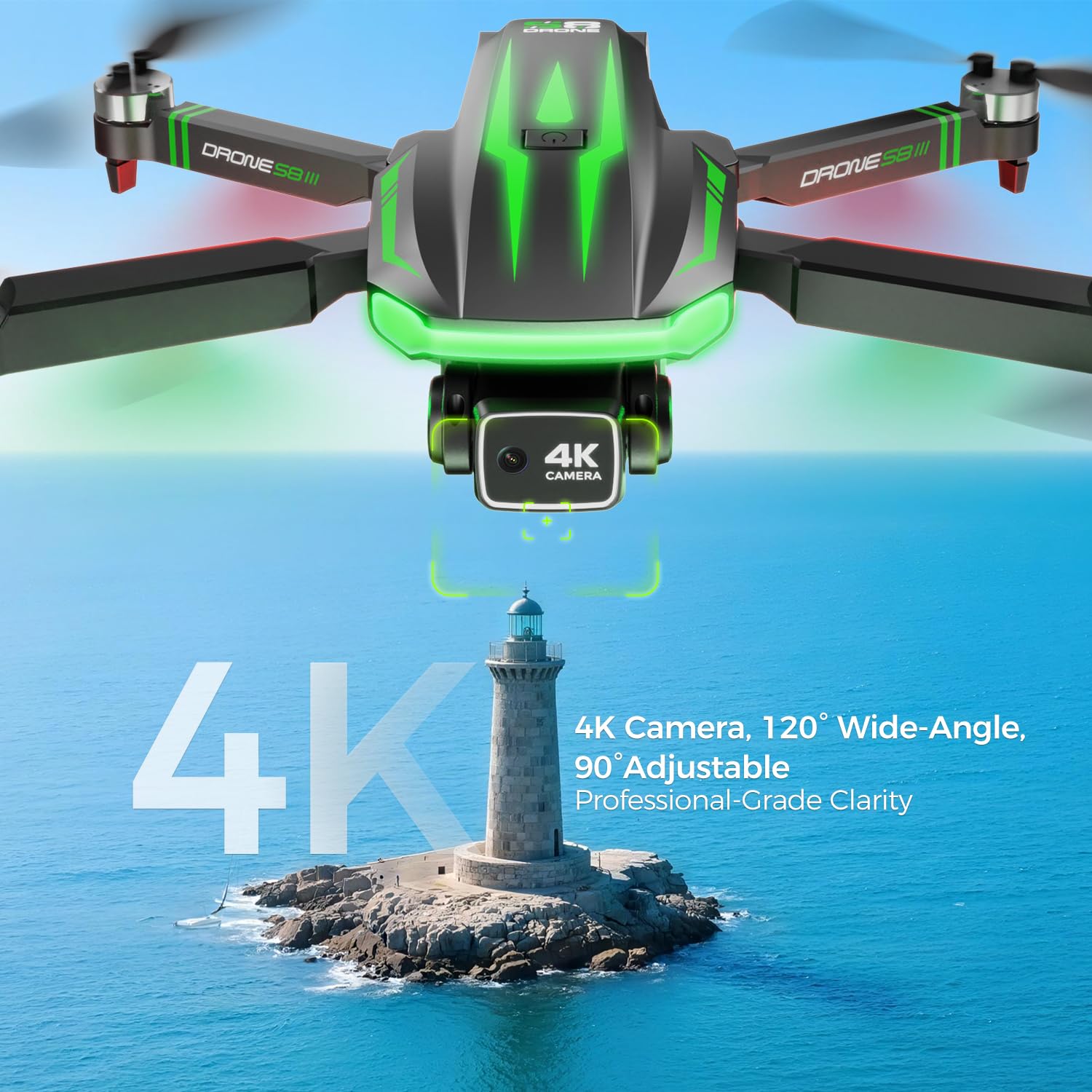S8 GPS Drones with 4K Camera for Adults Beginners,5 inch HD LCD Screen on Controller,FPV Foldable RC Quadcopter with Follow Me,60 Mins Long Flight Time,Brushless Motor,Auto Return for Kids,Under 249g