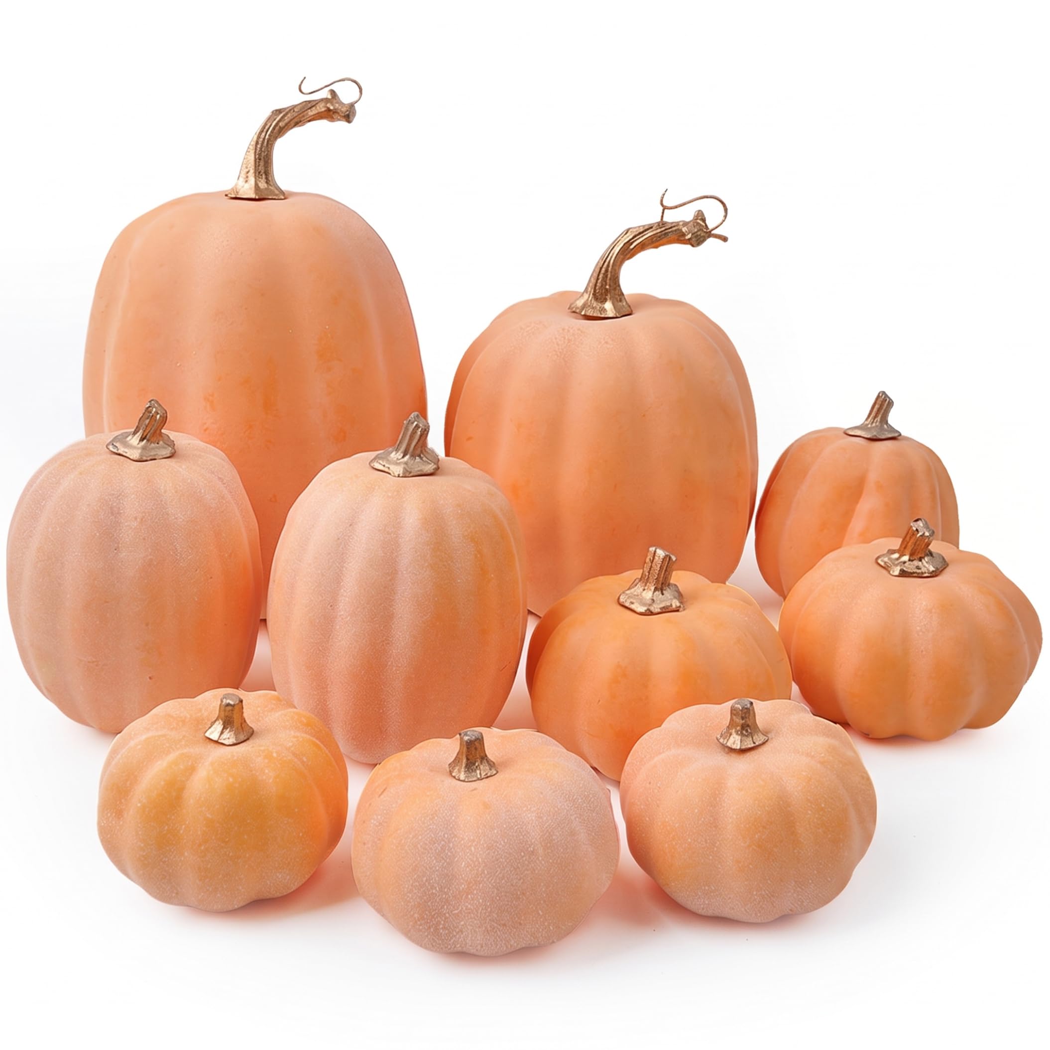 Zucca di Halloween Zucche artificiali da 10 pezzi in dimensioni assortite Arancione chiaro