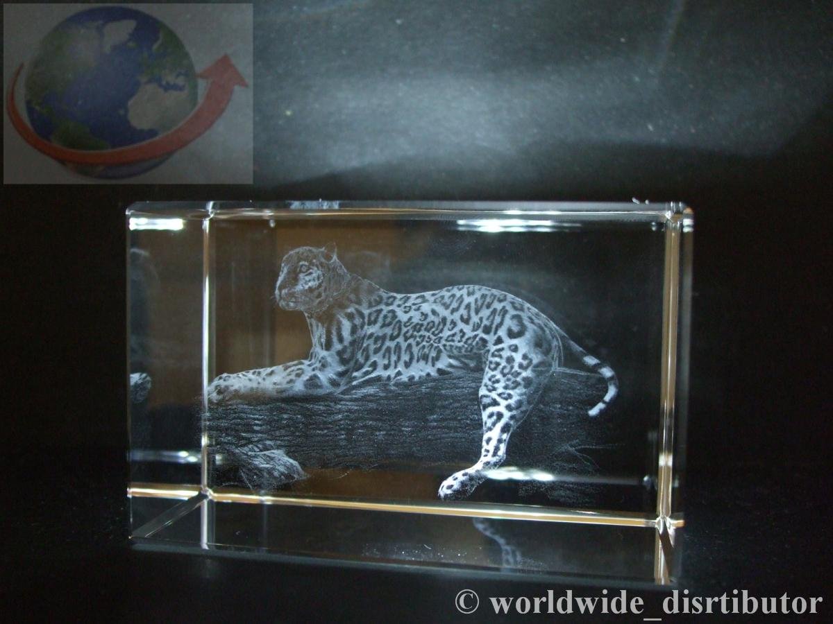 LEOPARD SITTING LASER PAPERWEIGHT 3 DIMENSIONAL 3551
