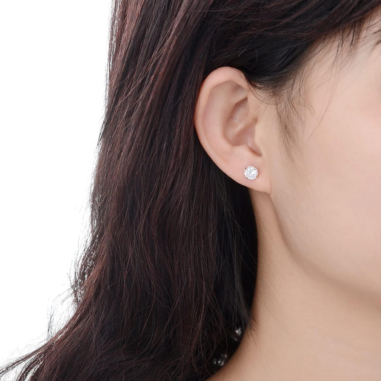 4 Pairs Screw Back Surgical Stainless Steel Stud Earrings, Gold Plated Silver Heart Star Square Princess Cut Round CZ Cubic Zirconia Stud Earrings Set - Image 6