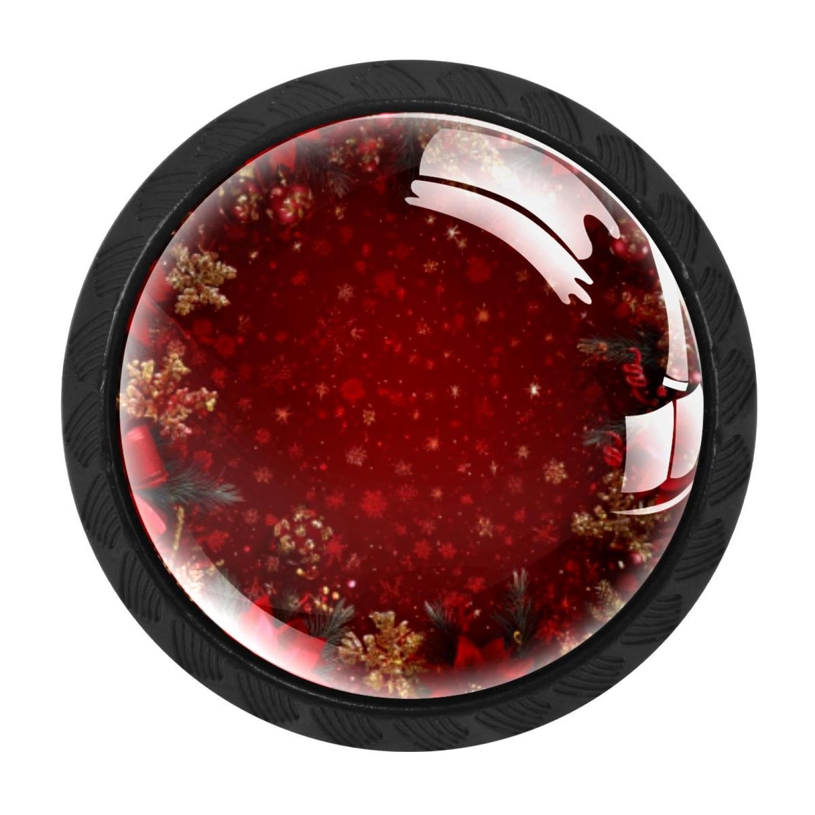 CHENZZZZ 4 pcs Christmas Holiday Cabinet Knobs Crystal Drawer Pulls for Kitchen, Bathroom Cabinet, Dresser and Cupboard