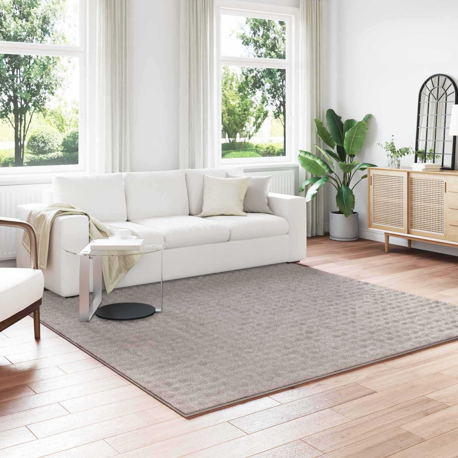 SIROLO - Tappeto quadrato, 240 x 240 cm, in poliestere, antiscivolo e lavabile in lavatrice, per soggiorno, camera da letto, sala da pranzo o terrazza coperta, colore: sabbia