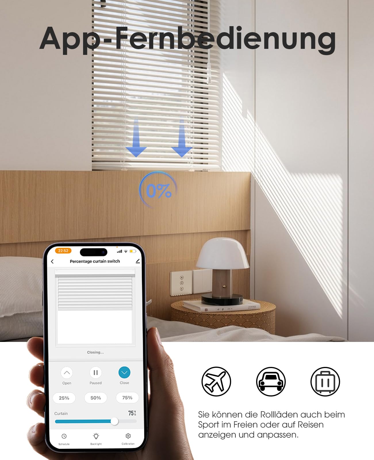 Wlan Rolladenschalter mit Prozentfunktion, Smart Rolladen Zeitschaltuhr Sprachsteuerung, Kompatibel mit Alexa/Google Home/Smart Life, Jalousien Rolladensteuerung Benötigt Nullleiter